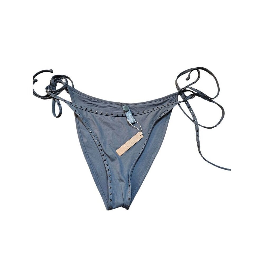 New with Tags SKIMS RHINESTONE SWIM BIKINI TIE BOTTOMS IN GUNMETAL XL - Picture 3 of 12